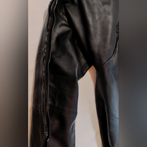 Vintage Xelement Men’s Leather Motorcycle Pants 42 Black Straight Leg Cruiser St - Picture 5 of 8